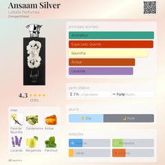 Perfume Árabe Ansaam Silver Lattafa 100ml EDP Unissex