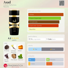 Perfume Árabe Asad Lattafa 100ml EDP Amadeirado Masculino