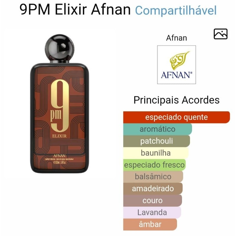 Perfume Árabe 9PM Elixir Afnan 100ml EDP Masculino
