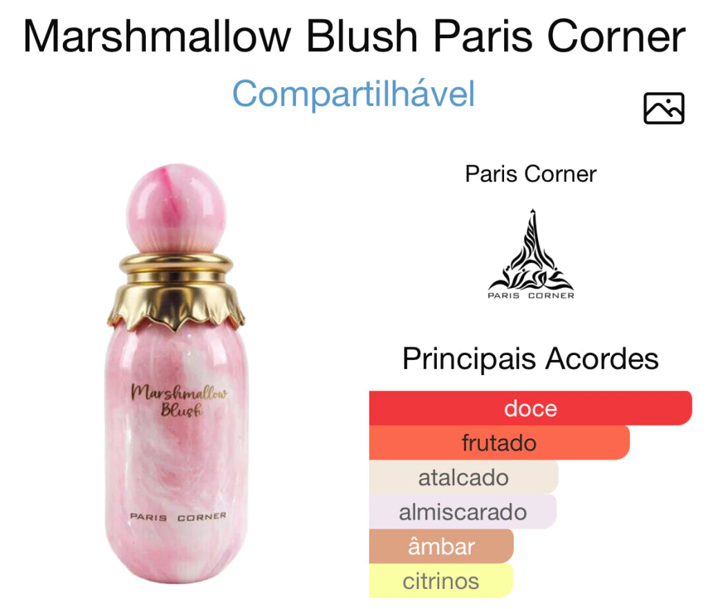 Perfume Árabe Marshmallow Blush Paris Corner 100ml EDP