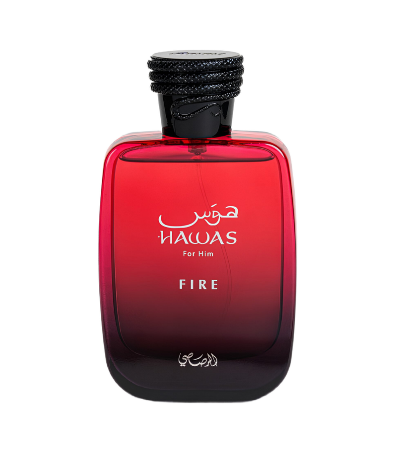 Frasco do perfume Hawas FIre Al Rasasi Eau De Parfum 100ml Masculino, família aquático e amadeirado.
