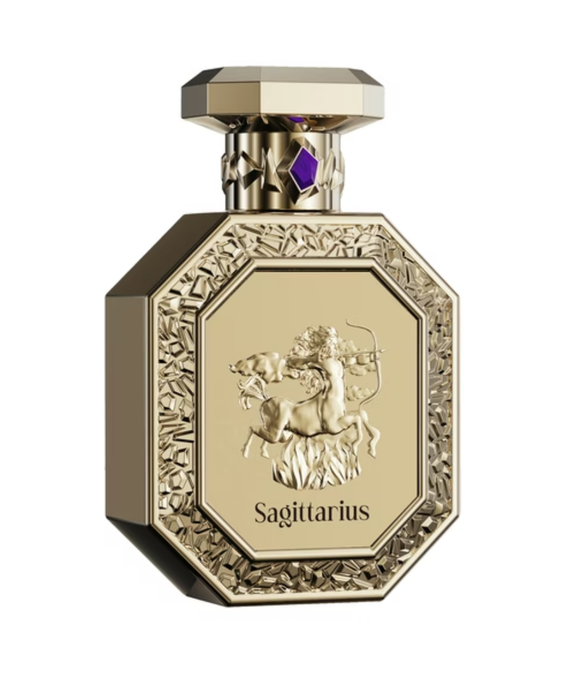 Frasco do perfume Genesis Sagittarius French avenue Eau De Parfum 90ml Unisex, família amadeirado e âmbar.
