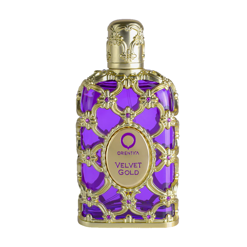 Frasco do perfume Orientica Velvet Gold Eau De Parfum 80ml Unisex, família âmbar e amadeirado.